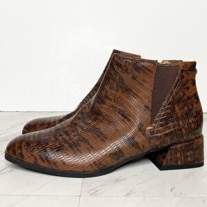 Franco Sarto Nico Brown Printed Square Toe Bootie 9 1/2 M